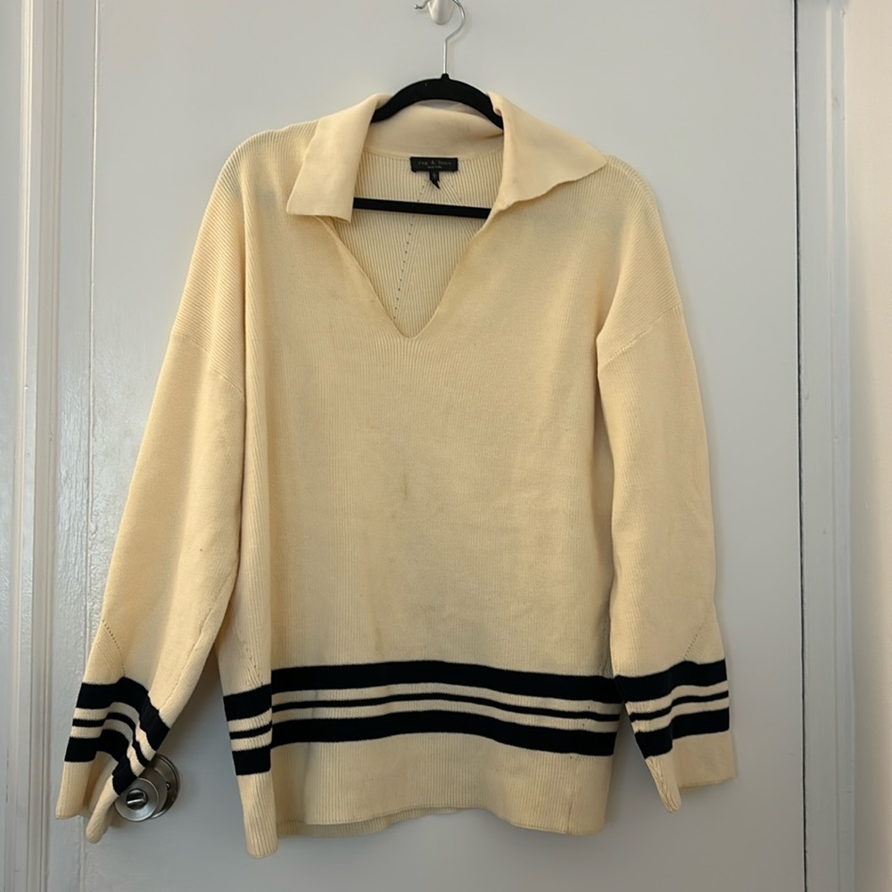 Cream and navy rag and bone sweater